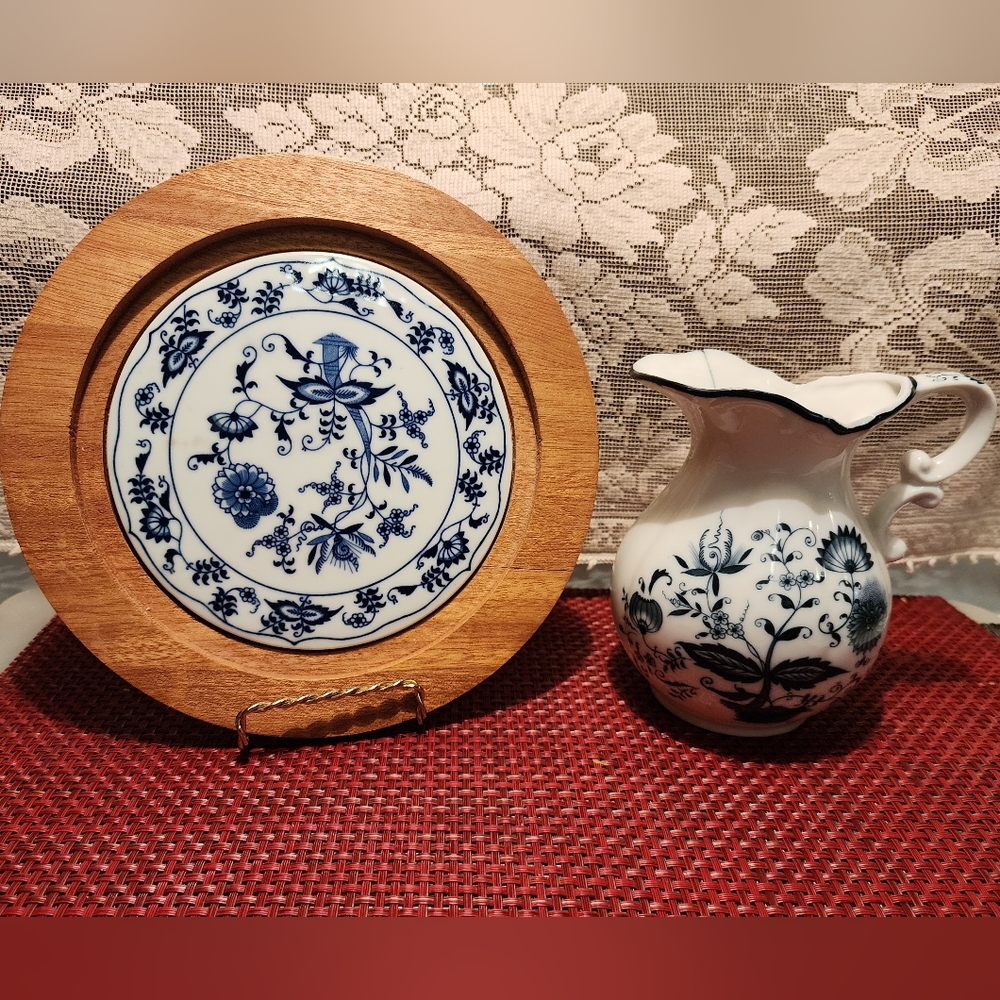 Blue Danube Cheese Board and Blue Onion Creamer